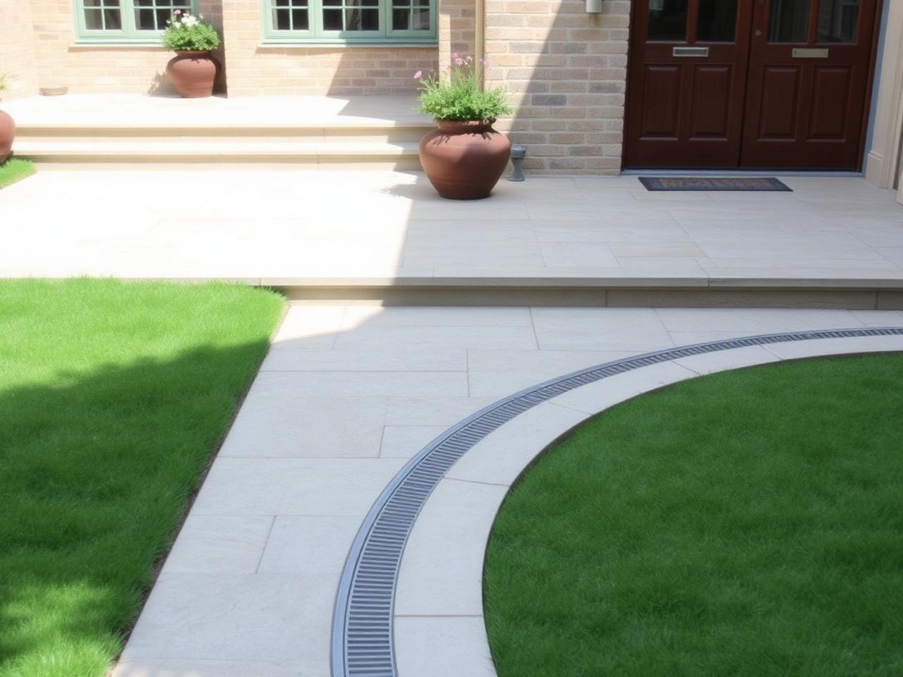 Porcelain terrace with concealed linear drainage at a County Kildare home